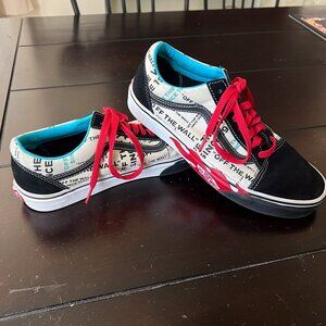 VANS SK8 Off The Wall Script Red Flames Low-Tops 500714 Mens Size 8